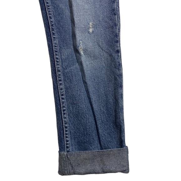 We The Free Free People Medium Blue Wash Cropped Folded Hem Distressed Jeans 25 - Picture 8 of 16
